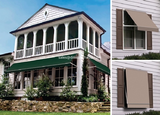 Outdoor Aluminium Retractable Window Awnings Heavy Duty Drop Arm Folding Window Awnings