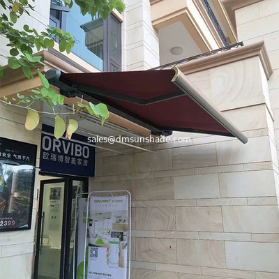 Outdoor Retractable Awning With Motor Control And LED Light Garden Canopy Sunshade Awning