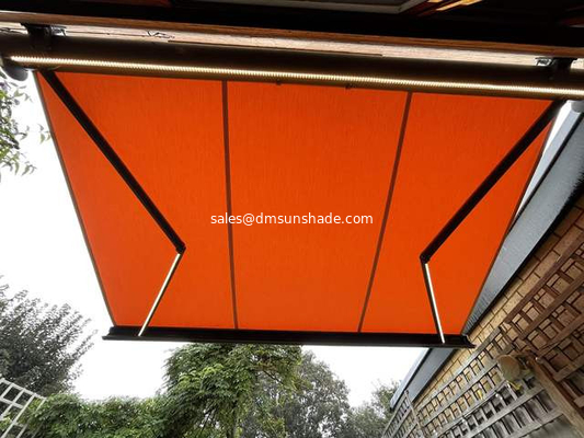 Outdoor Retractable Awning With Motor Control And LED Light Garden Canopy Sunshade Awning