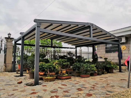 Outdoor electric LED retractable roof pergola and pergola components